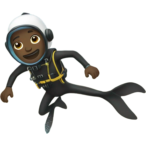 Black guy in scuba suit diving into ocean emoji