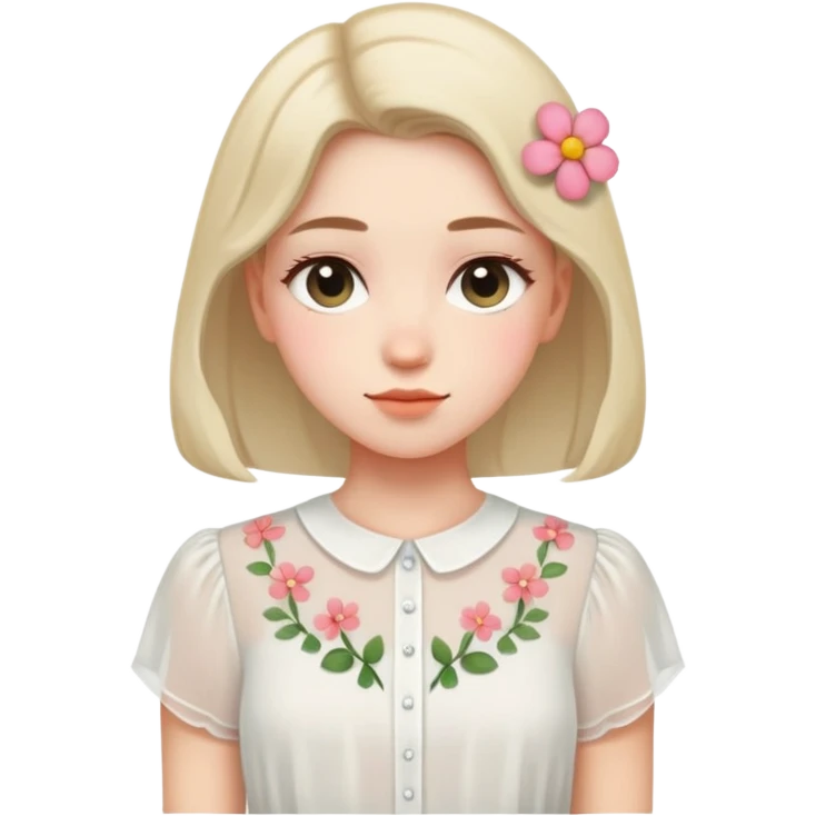  very short sleeved tiny flower white chiffon blouse emoji