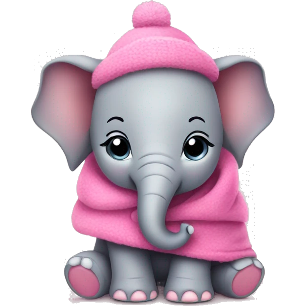 Cute cozy baby elephant with a pink fionka. emoji