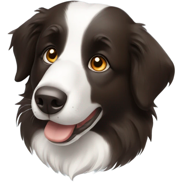 Border collie with a brown eye and a blue eye emoji
