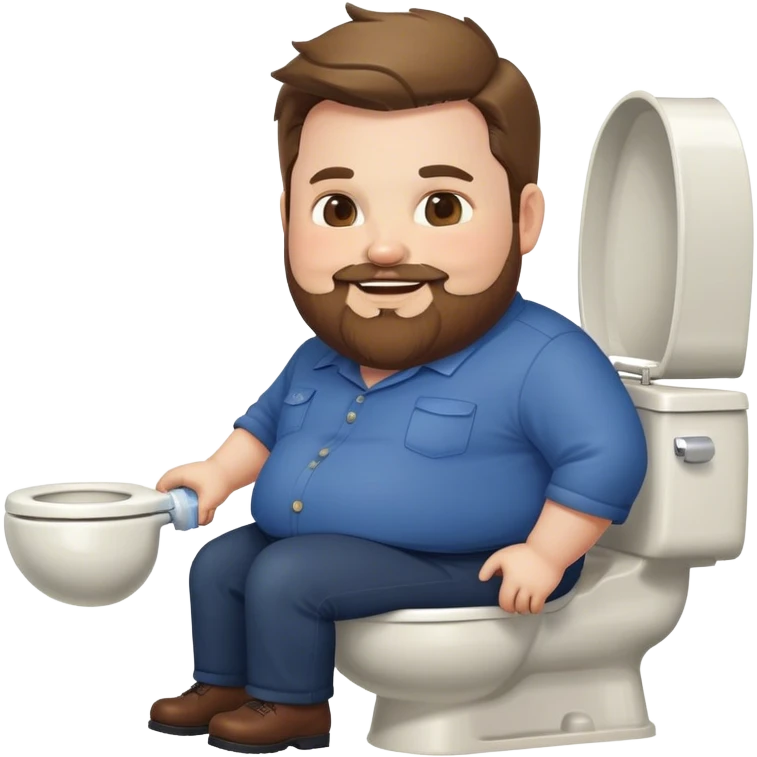 Extremely Fat JD Vance with beard , smiling is a toilet  emoji