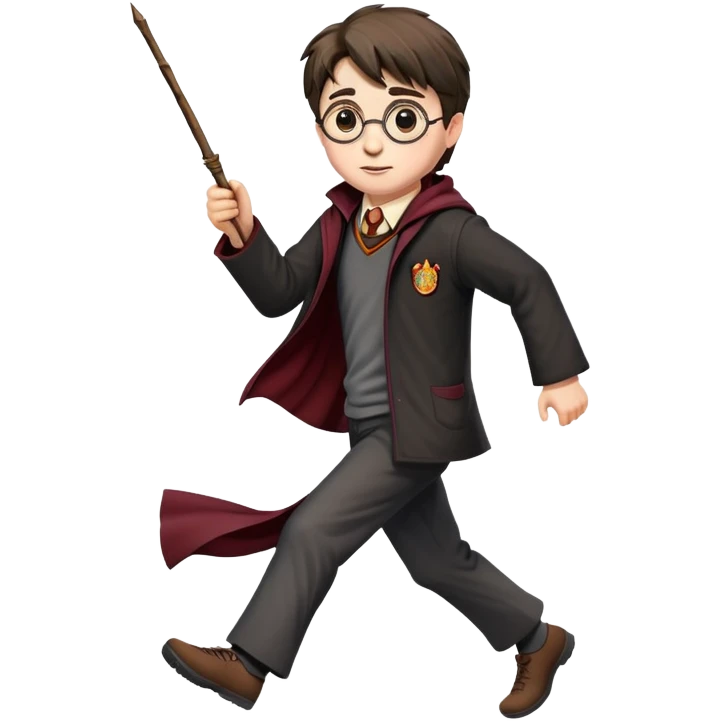 Harry Potter running with his wand emoji