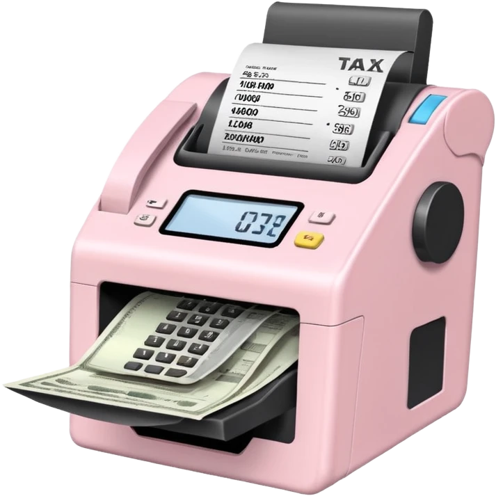 Light Pale Pink receipt machine portable for TAX Front emoji