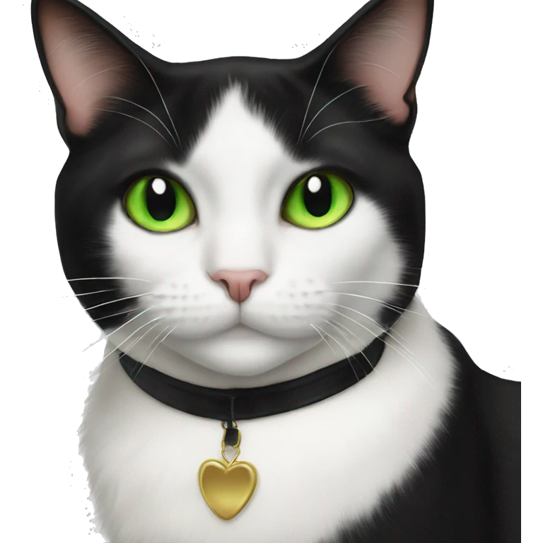 Realistic green eyed tuxedo cat  emoji