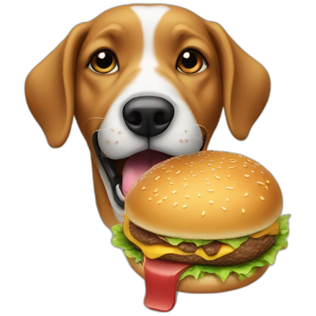 dog eating hamburger emoji