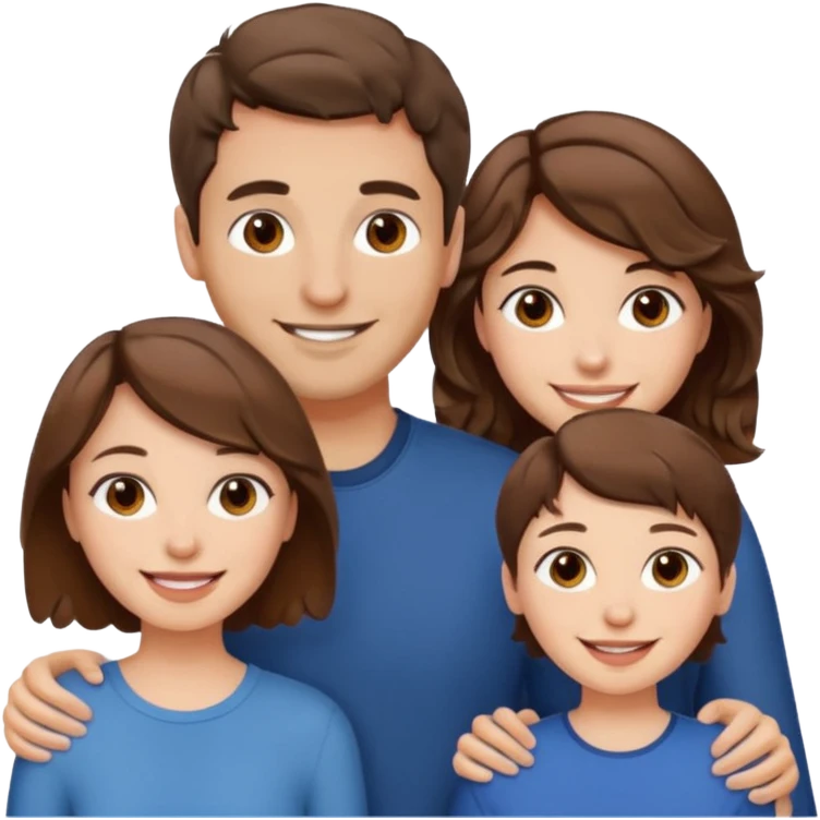 Throuple two women with short wavy brown hair, male with short brown hair emoji