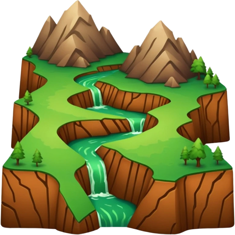 two landmasses with visible fault line, minimal, green and brown emoji emoji