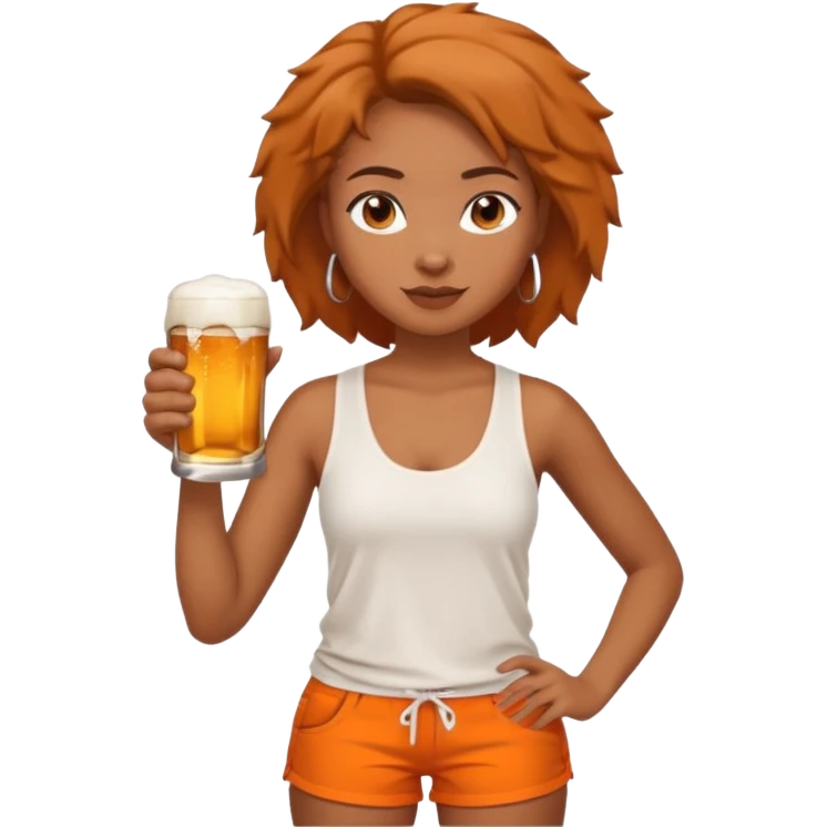 Hot wife in tank top and big boobs young African american, like picture three but put a beer in her hand and white top with orange shorts emoji