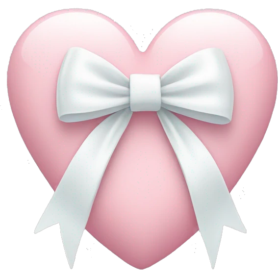 Pastel pink heart with white bow emoji