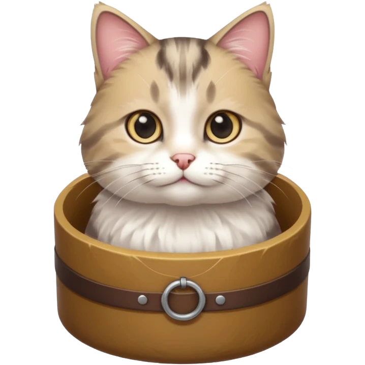 mix of white and tabby cat in a cylinder emoji
