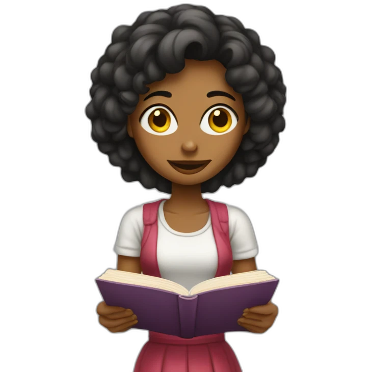 Mulher sentada lendo livro emoji