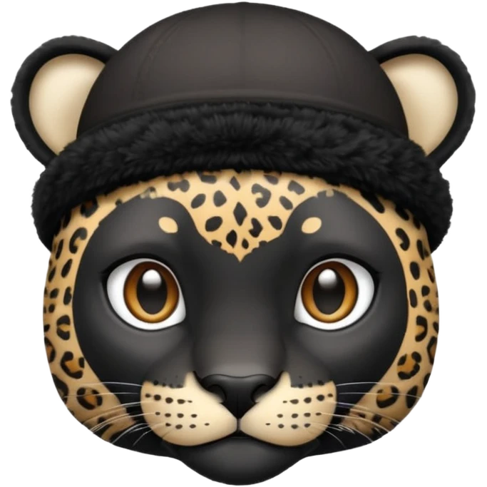A black jaguar wearing a baby hat emoji