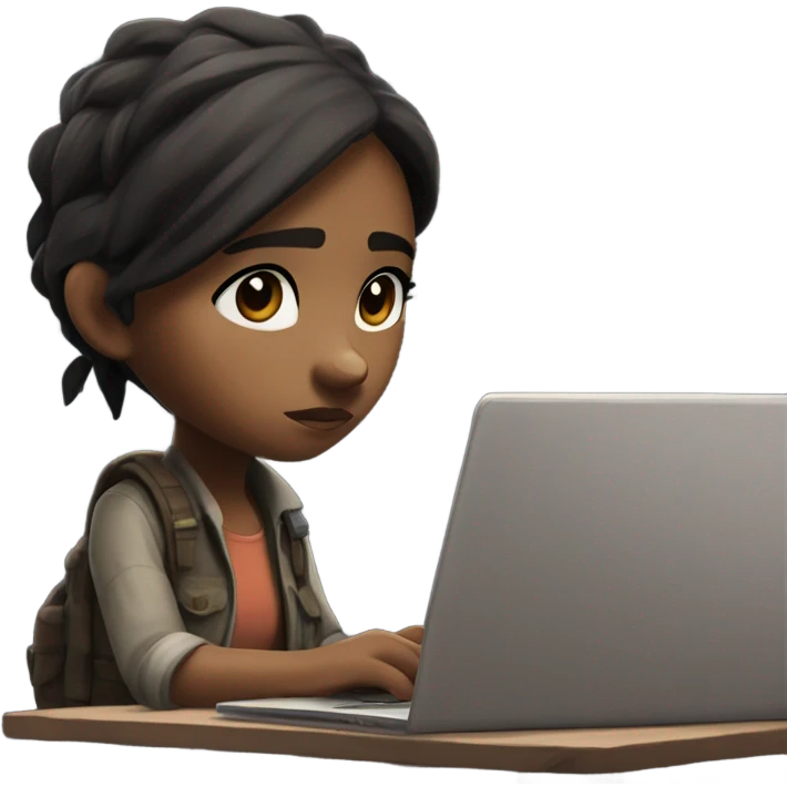 Ellie for last of us 2 with a laptop emoji
