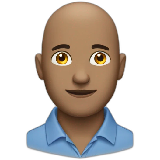 Bald man teacher wearing a blue collar shirt emoji
