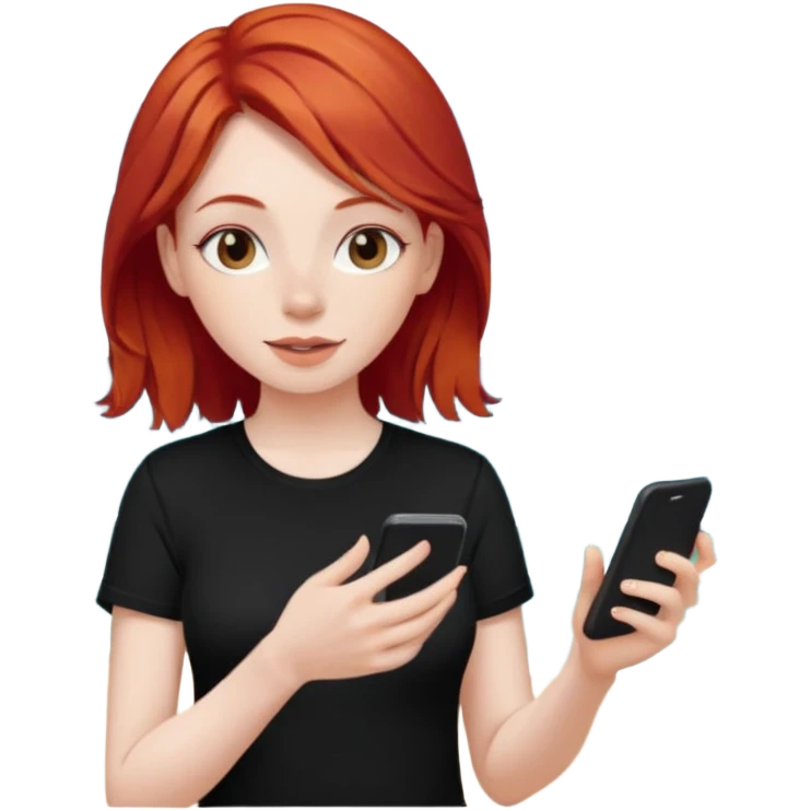 검정색 좋아하고, 노래 좋아하고, 바다 좋아해 , 여자아이, 빨간머리, emoji