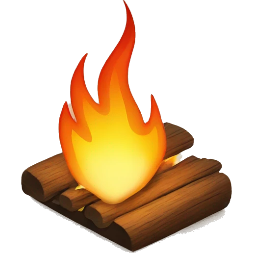 fire burning on wood on beach emoji