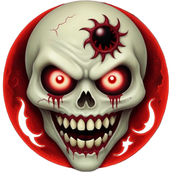 Cursed Crimson Satanic Moon Spooky Eerie Ghostly Spectral Zombiefied Monsterous Creature Face emoji