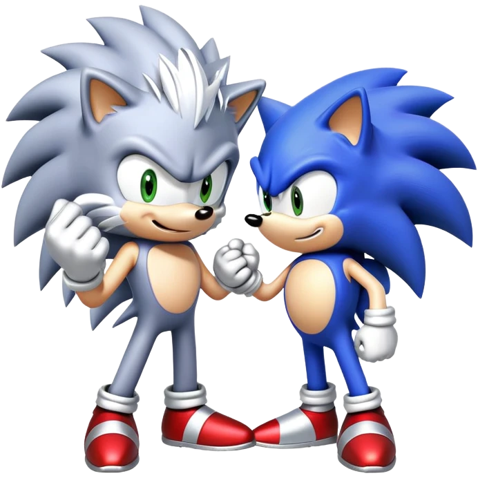 Sonic the Hedgehog and Silver the Hedgehog fist bumping emoji