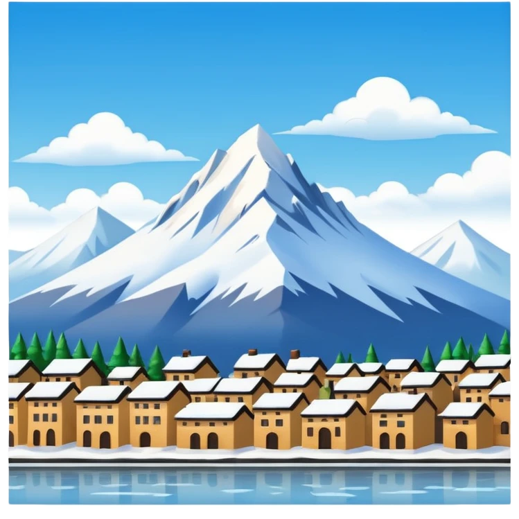 Snowy mountain behind city emoji