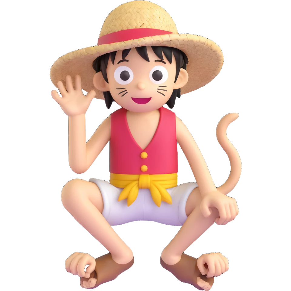 Monkey D. Luffy from One Piece with straw hat emoji