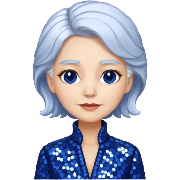Madame Moribble from The Wizard of Oz with white hair, indigo sequin outfit emoji