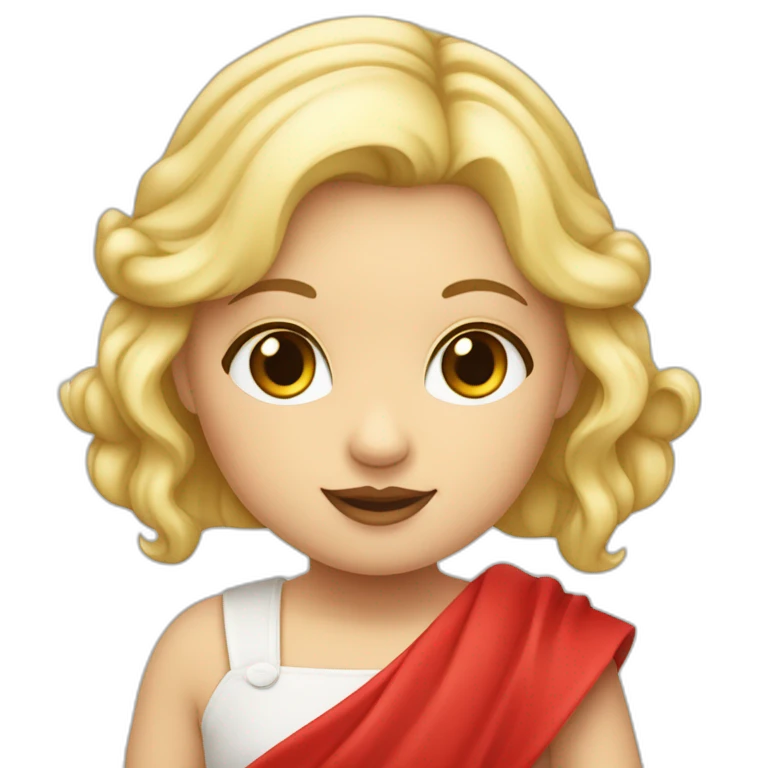 bébé fille blonde décoiffée avec une feuille d’érable rouge emoji