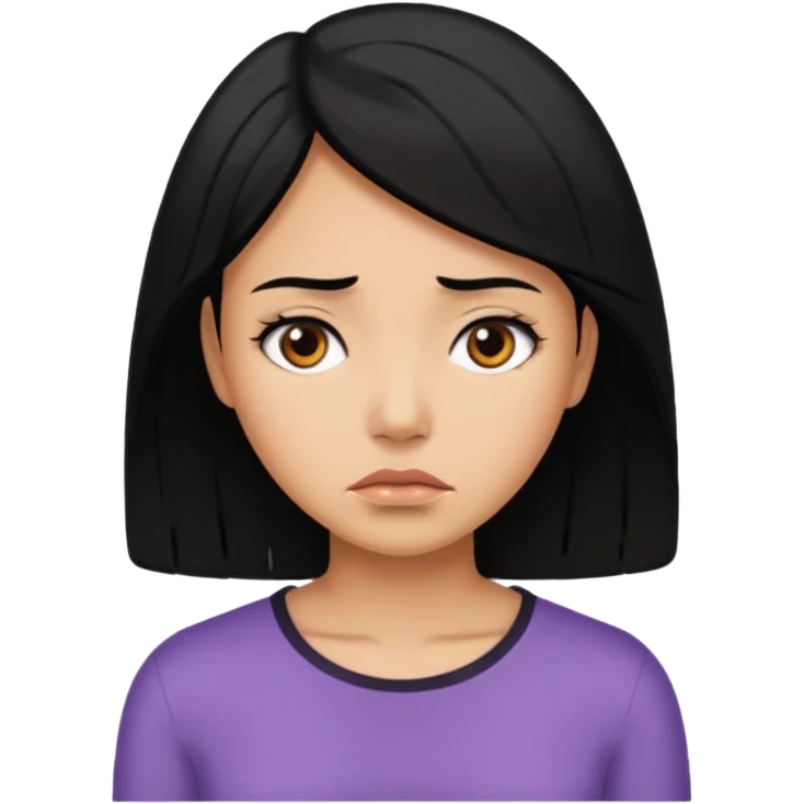 Mujer cabello negro trigueña triste  emoji