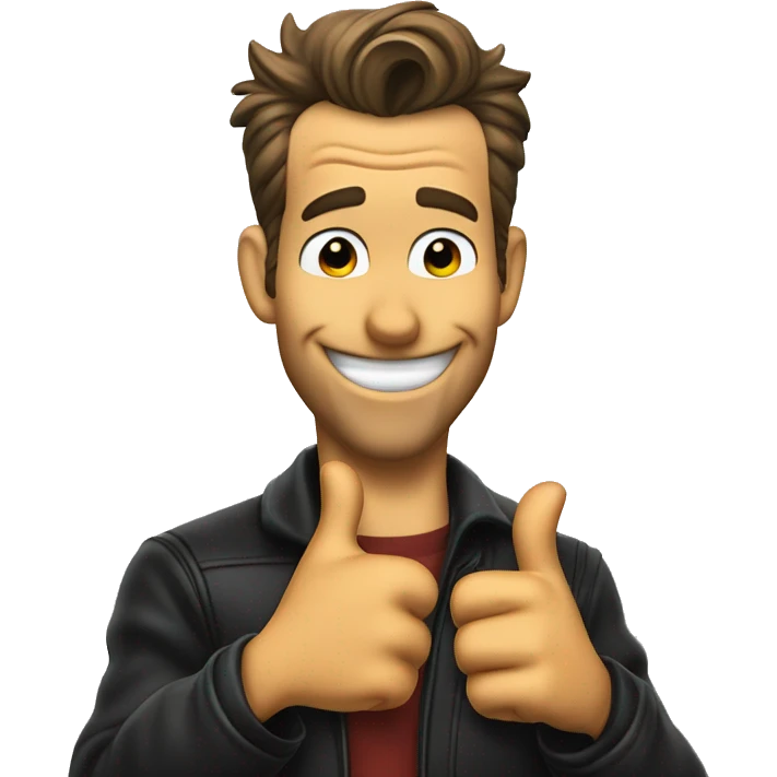 Ryan Reynolds giving a thumbs up to daffy duck emoji