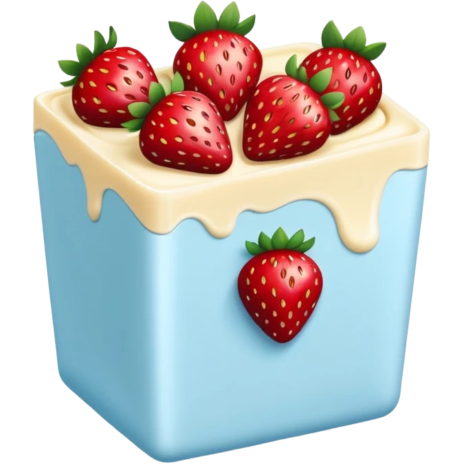 Strawberries in white chocolate in a pale blue package emoji