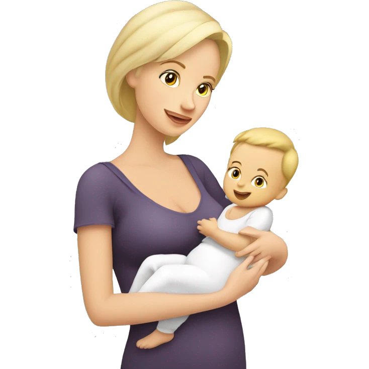 Mom white anda blond with baby boy white breastfeeding  emoji