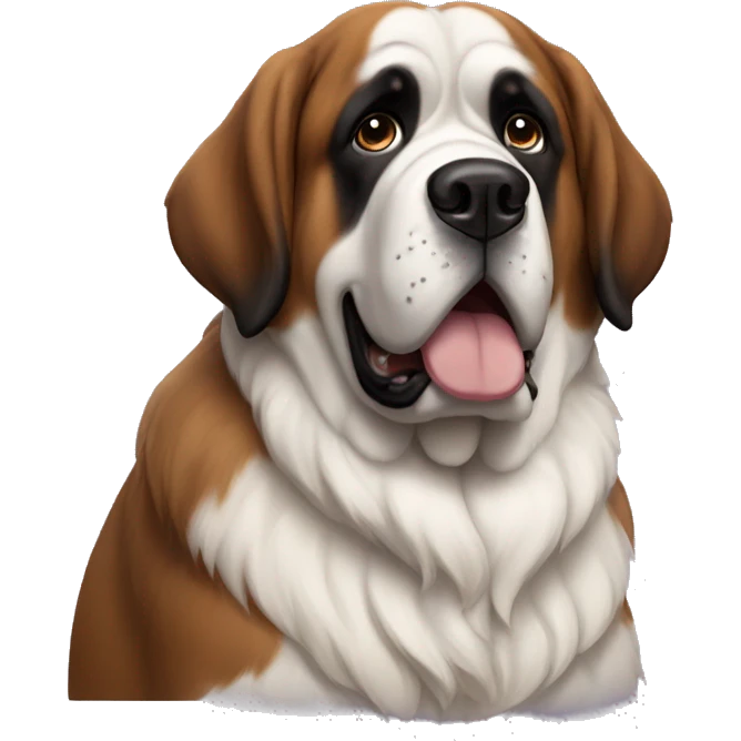 A saint bernard with a droopy face emoji