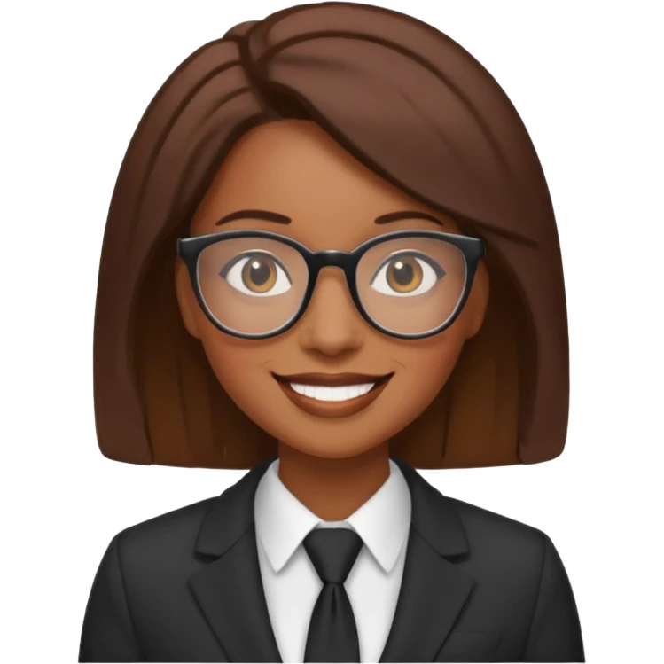 black woman in suits wearing glasses emoji