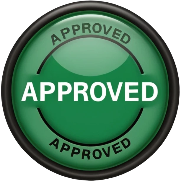 approval ink stamp in green, It needs to say the words "Approved"  emoji