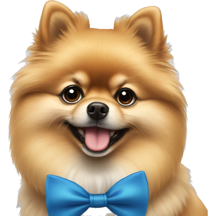 Pomeranian with blue bow tie emoji
