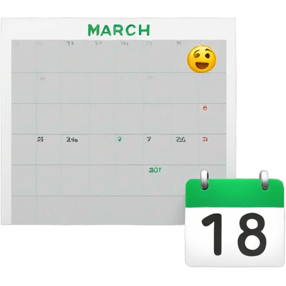 a single calendar page showing March and 8 in big bold letter emoji
