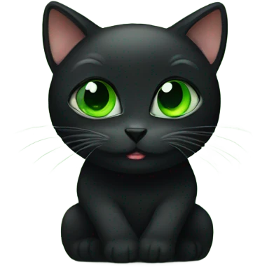 sweet black cat with green eyes emoji
