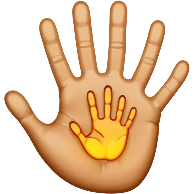 handprint with a glowing sign in the center emoji