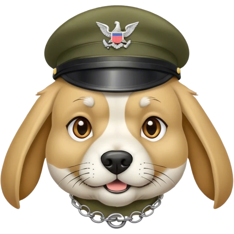 Beast waring army hat with dog tags  emoji