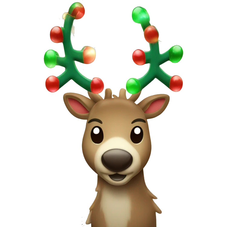 Reindeer with red, green, & white vintage Christmas lights  emoji