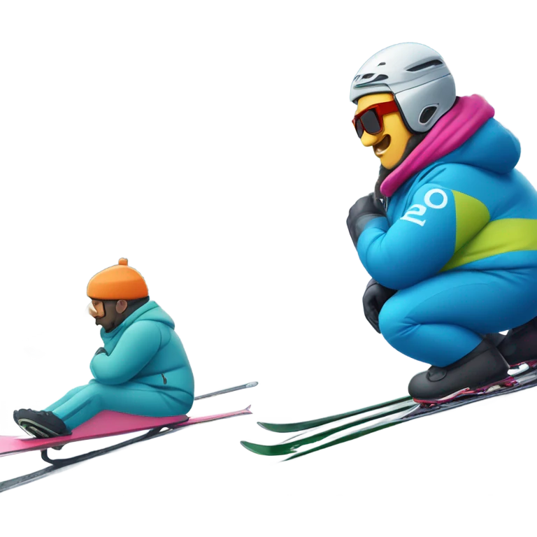a fat guy skiing with a peugeout car emoji