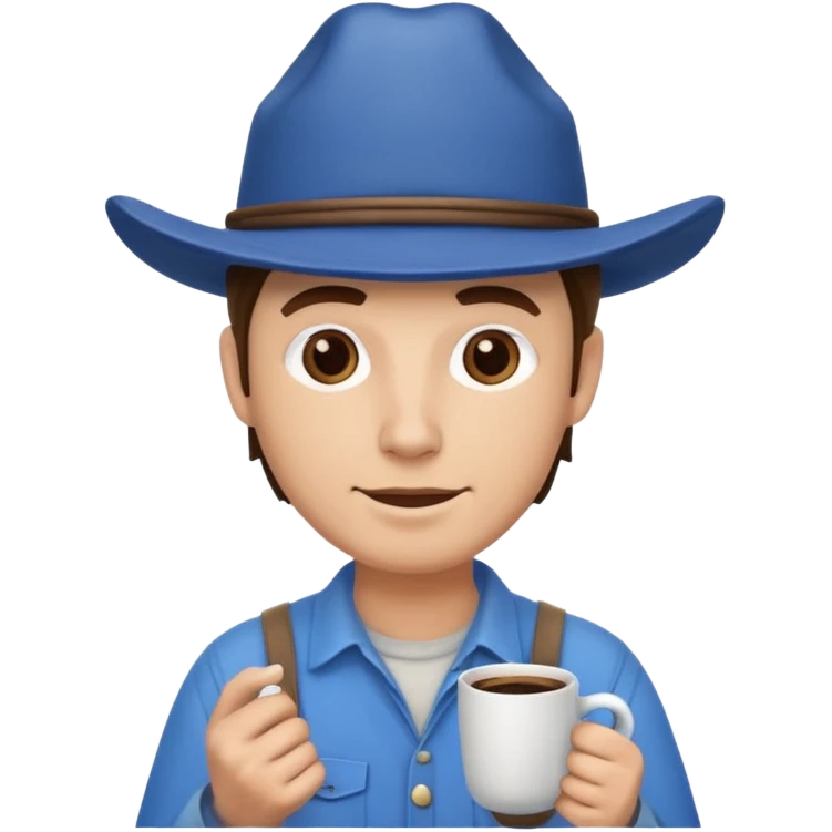 Ranch hand with blue hat and coffee mug emoji