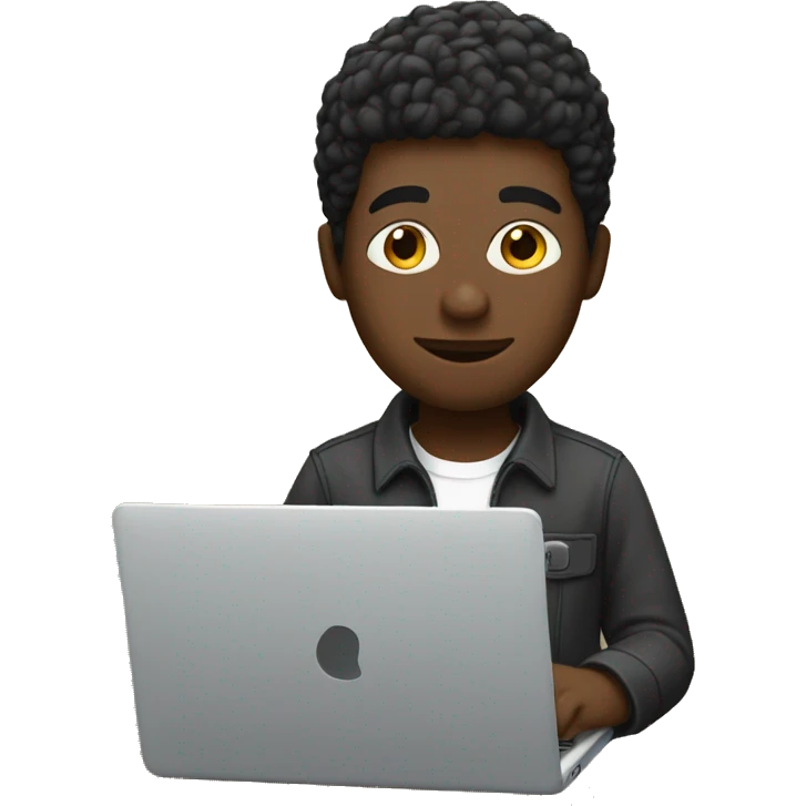 Blackman working on a laptop. He is a programmer  emoji