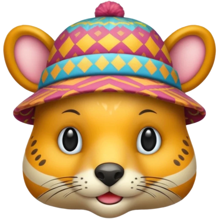 animal wearing patterned hat  emoji