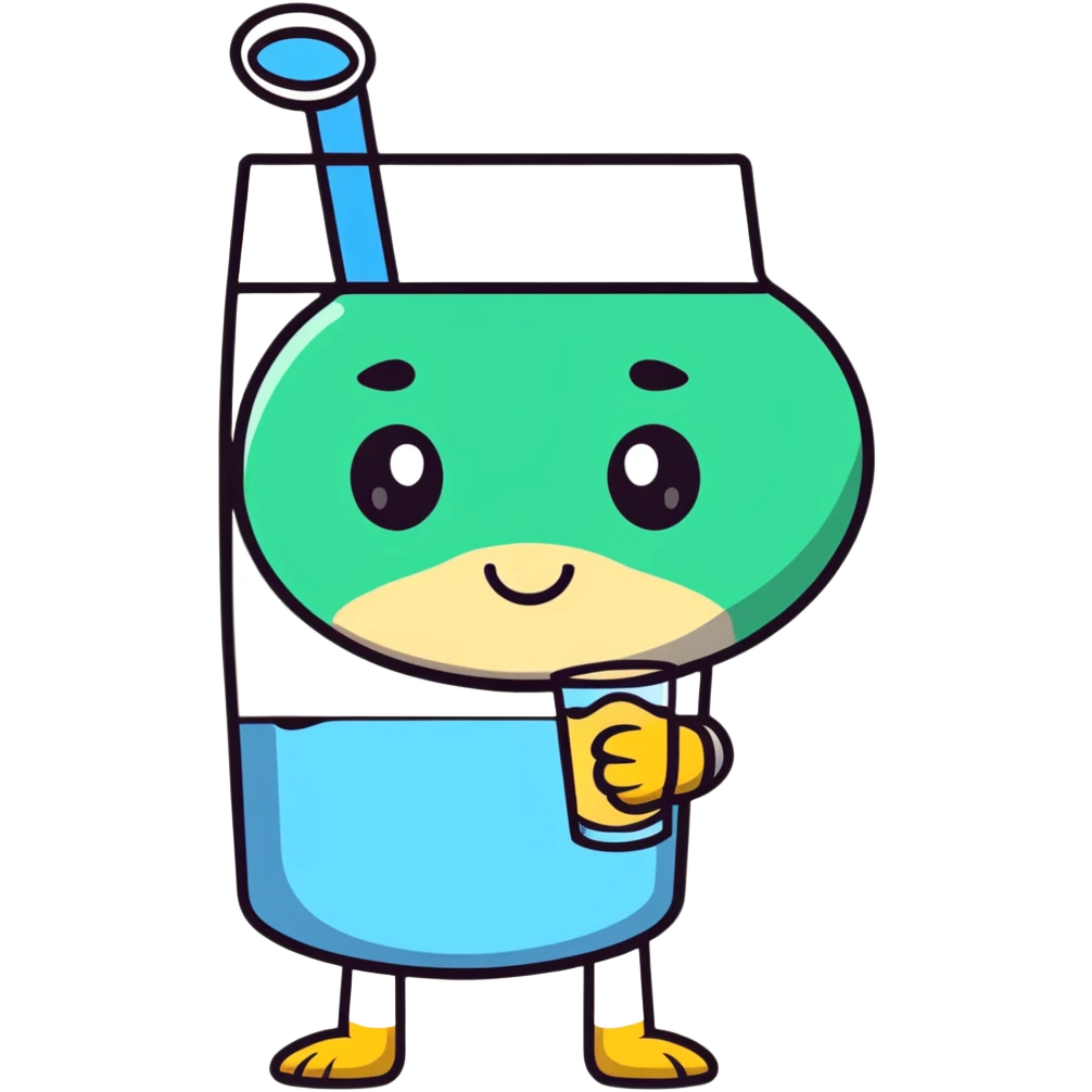 Character drinking a glass of water, hydration emoji