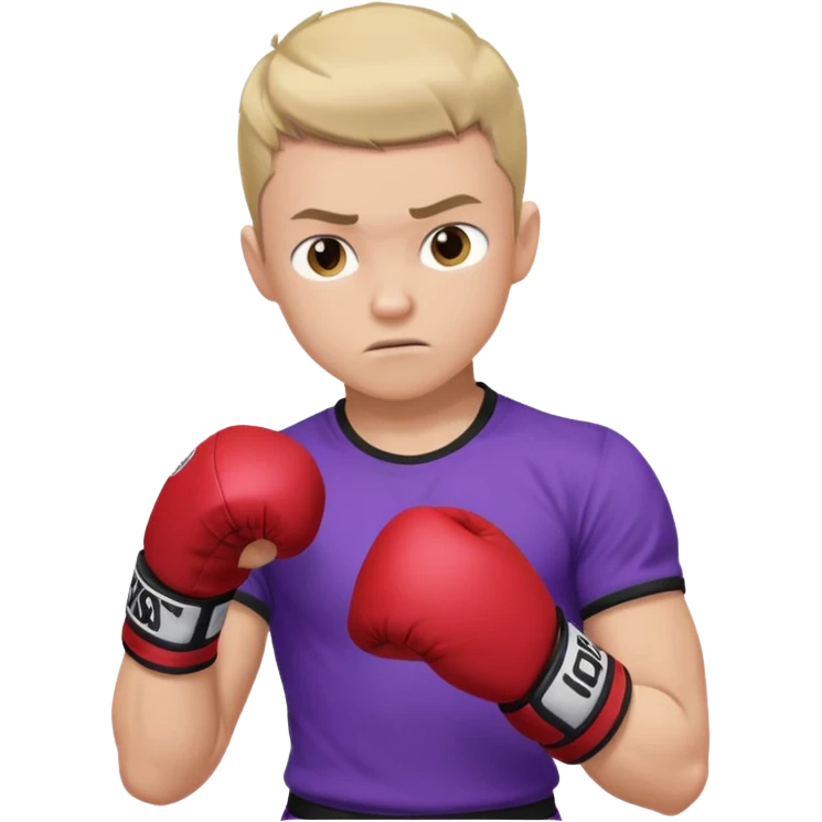 now make a boy whose white in purple kickboxing full shirt emoji