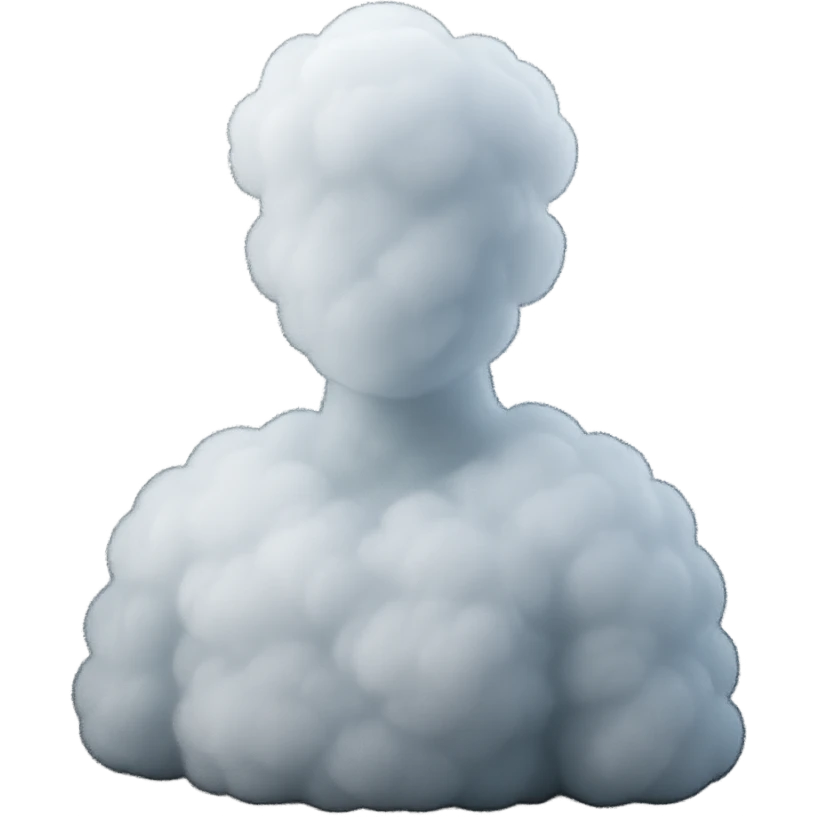 A person from the shoulders up, entirely composed of fluffy white convex clouds emoji