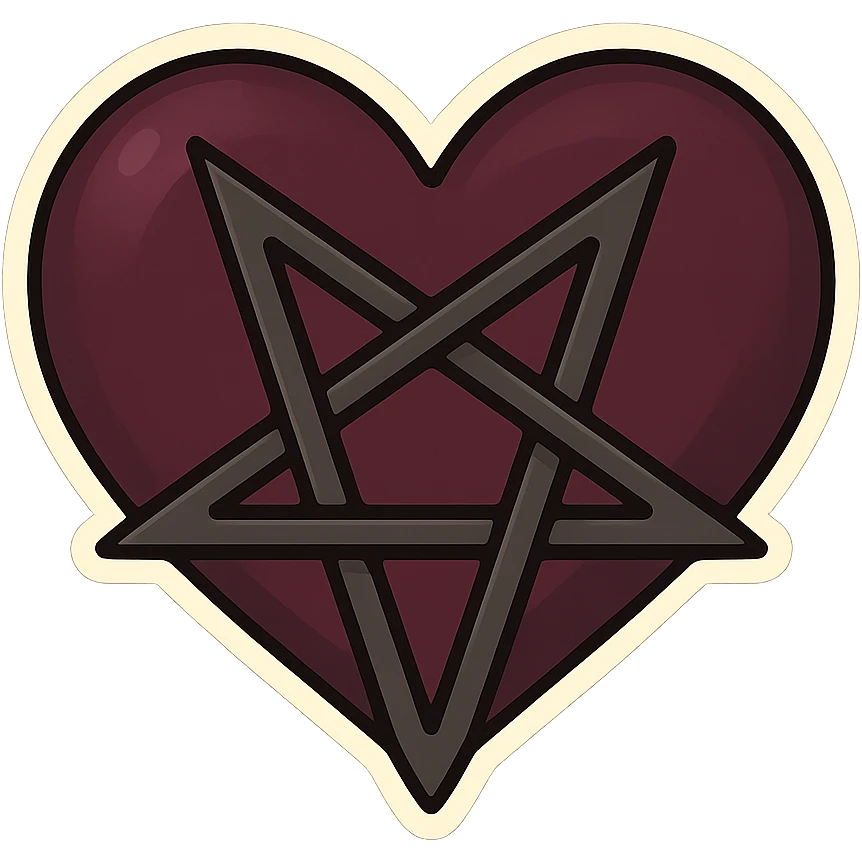 gothic heart with a pentagram emoji