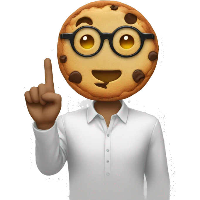 Glasses emoji with cookie head + raised finger emoji
