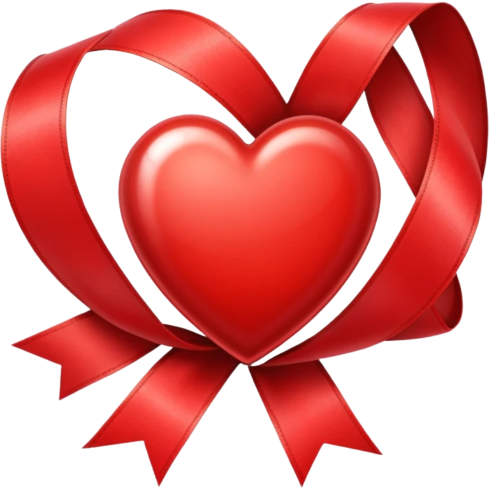 vintage heart with a ribbon banner, classic red emoji