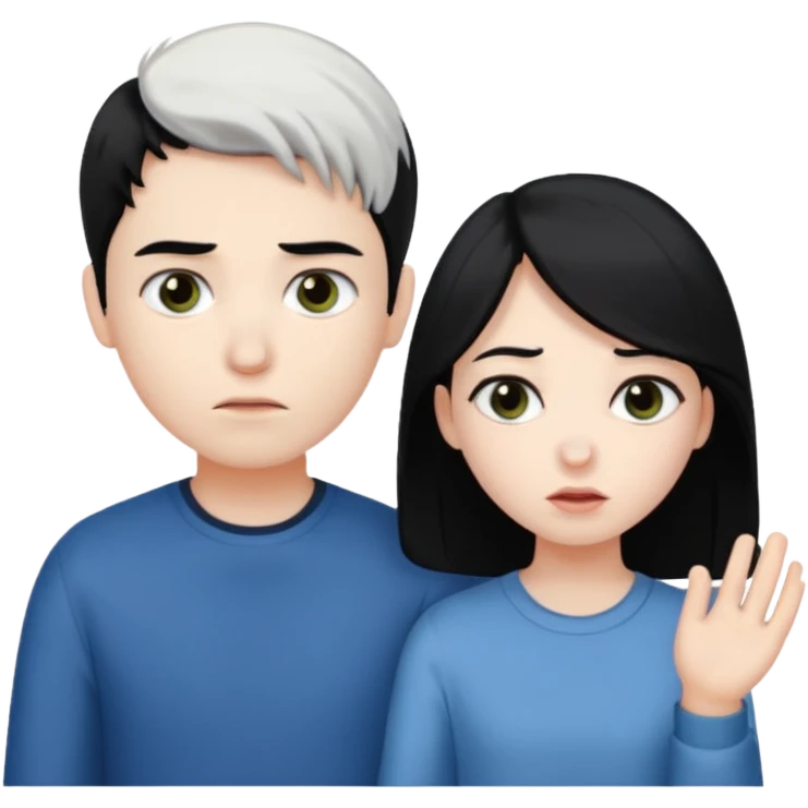 girl black hair ignore boy white hair emoji